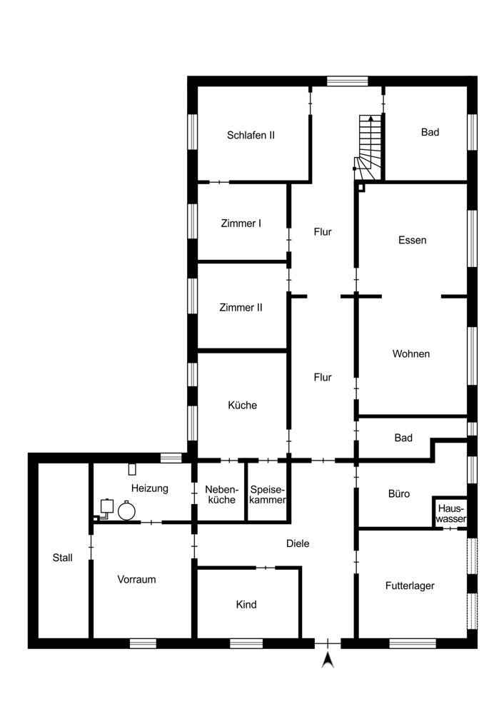 Grundriss EG Resthof Borstel / Schamwege