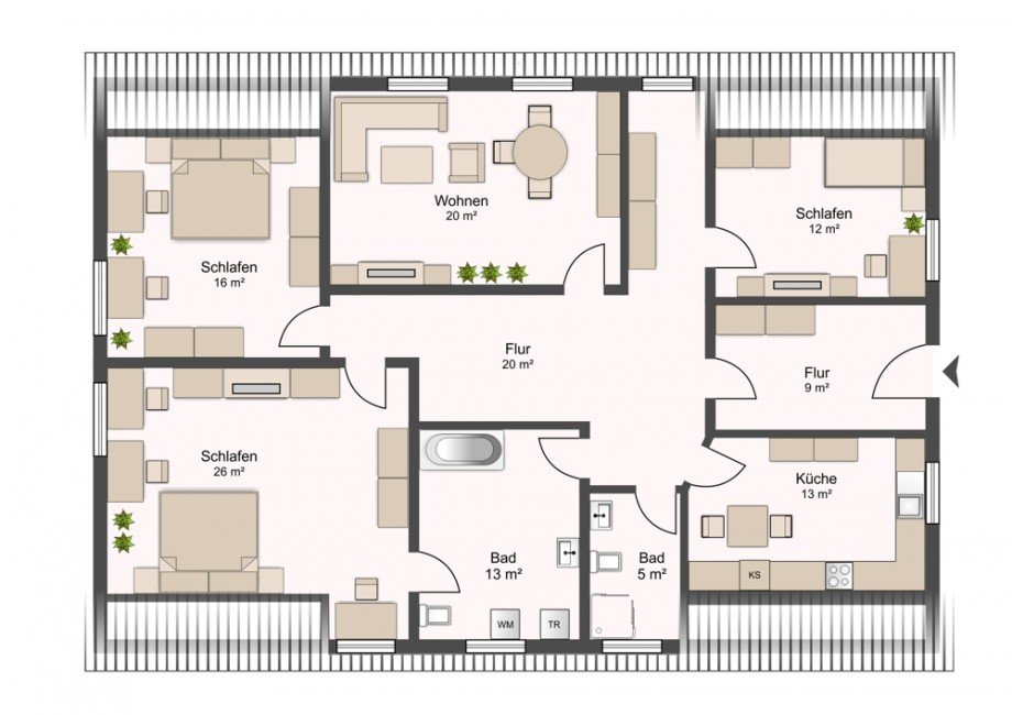 Grundriss Dachgeschosswohnung Siedenburg