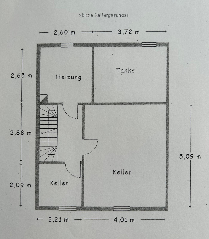 Grundriss Keller Reihenmittelhaus Syke